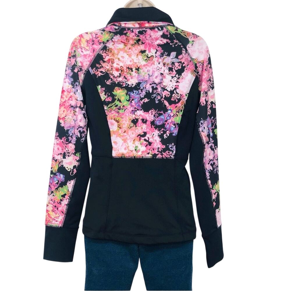 Cynthia Rowley Floral Black Zip Front Jacket Sporty Athletic Stylish - Picture 15 of 16